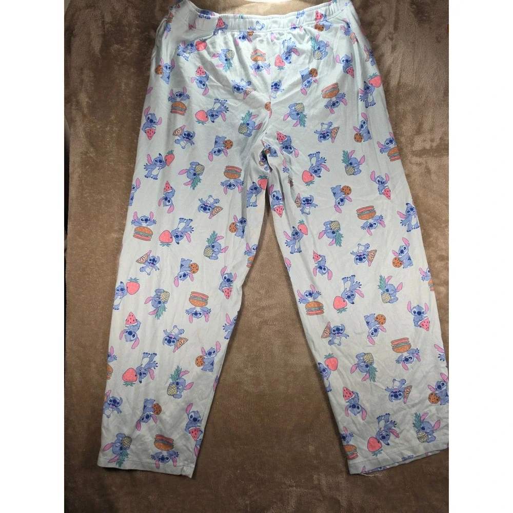 Disney Lilo & Stitch Pajama Pants Womens XL Blue Snack Print Lounge Sleepwear - Picture 2 of 9
